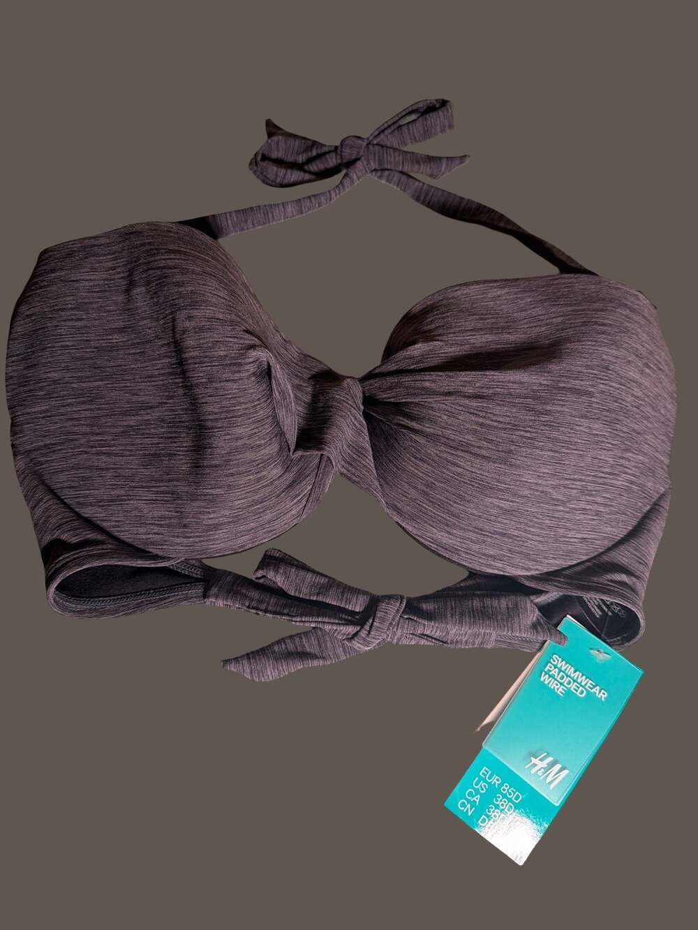 H&M Padded Wire Bikini Top & Swimwear Briefs Set Grey Marled Size 38D/10 - Picture 10 of 10